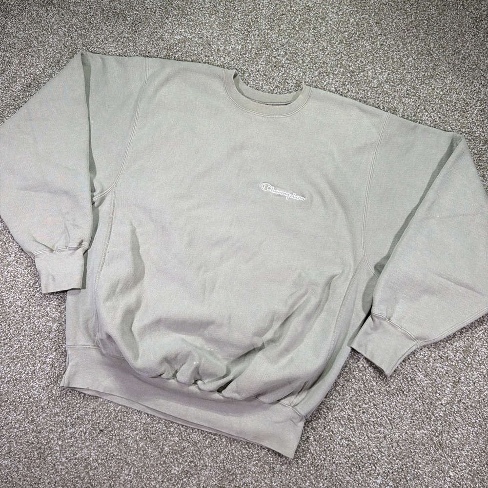 90s Men's Champion Reverse Weave USA Made Embroidered Beige Athletic Essentials